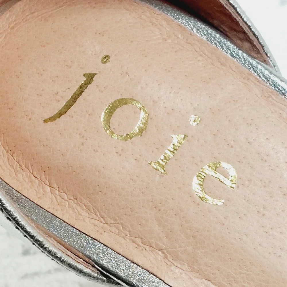 NEW Joie Maisie Silver Leather Ankle Strap Heeled Sandals H376
